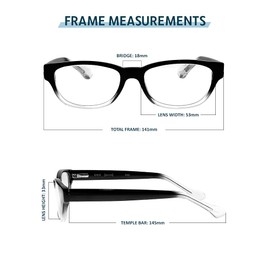 Clear Glass Reading Glasses Real Glass Lenses in Stylish Acetate Frame Available in Reading Magnification +0.25 to +3.00 (+1.50)