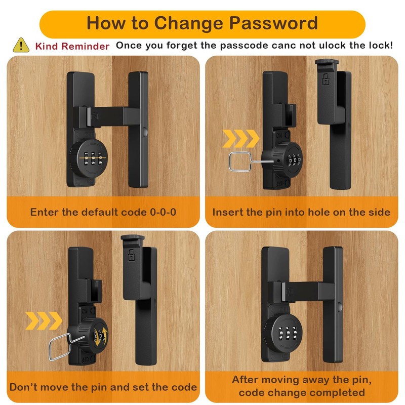 Barn Door Lock,Flip Latch Lock with Combination,90 Degree Sliding/Swinging Door
