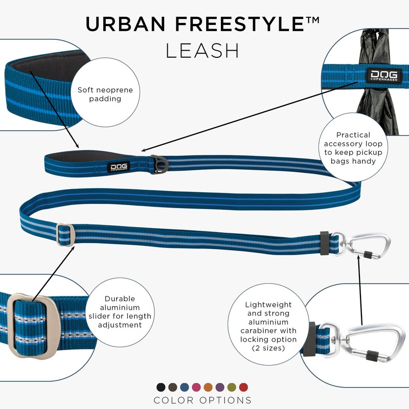 DOG Copenhagen Urban Freestyle Leash, Ocean Blue, Size L