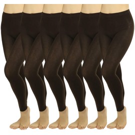 ToBeInStyle Paquete de 6 medias de invierno de mezcla acrílica cálida para mujer, Paquete de 6: medias acrílicas opacas sin pies - café, Talla única