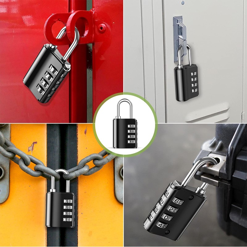 KeeKit Combination Lock, Resettable 4 Digit Combination Padlock with Keys,