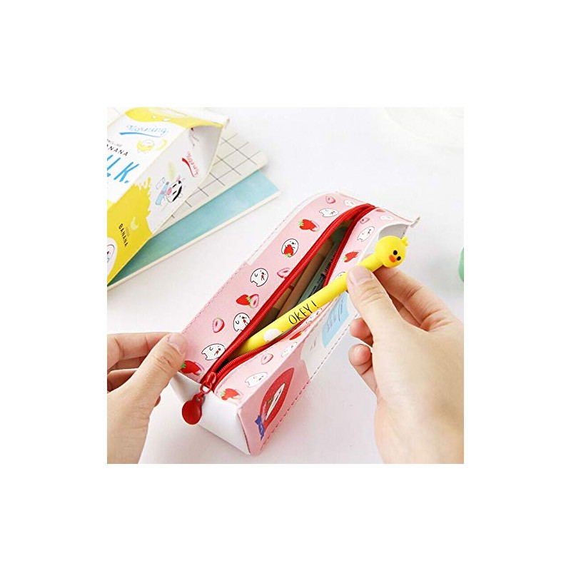 SUPERTOOL Pencil Case Candy Colors Cute Cartoon Waterproof Multicolor PU