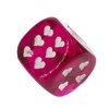 WeLoveDice - Fuchsia Cube with White Hearts - Made in