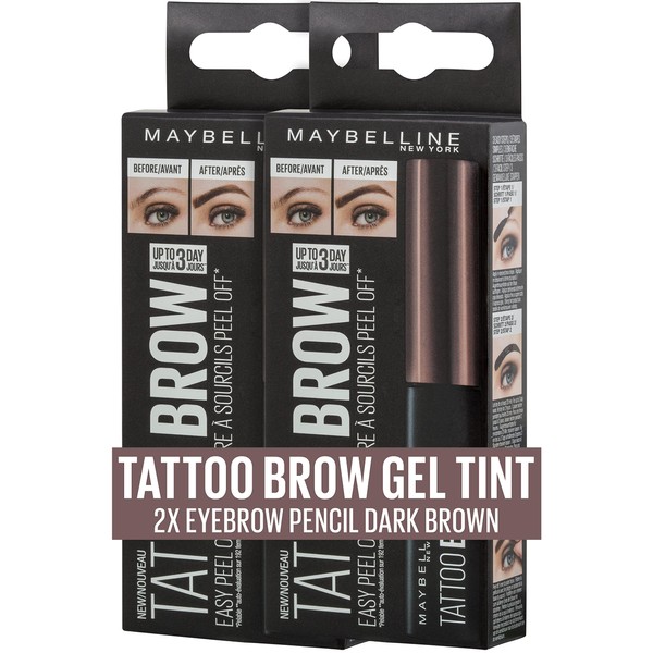 Maybelline New York Tattoo Brow Gel Tint No. 3 Dark Brown Twin Pack