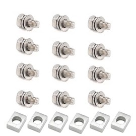 cSeao 12-Pack M6 x 10mm Motorcycly Battery Terminal Bolts Square Nuts, 304 Stainless Steel