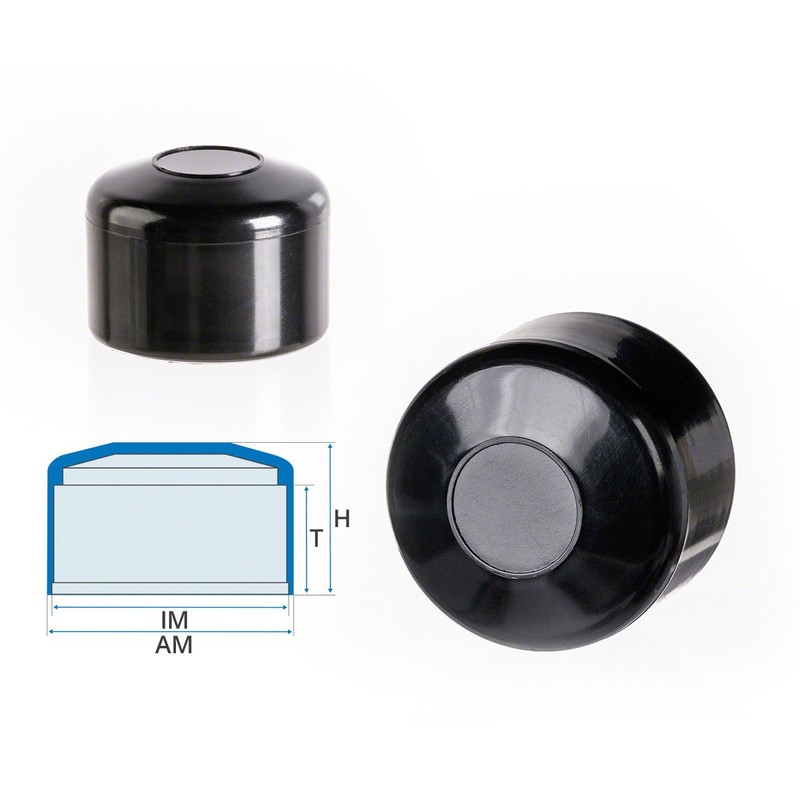 EMFA Fence Post Caps, Round, 50.6 mm, Black, Pack of