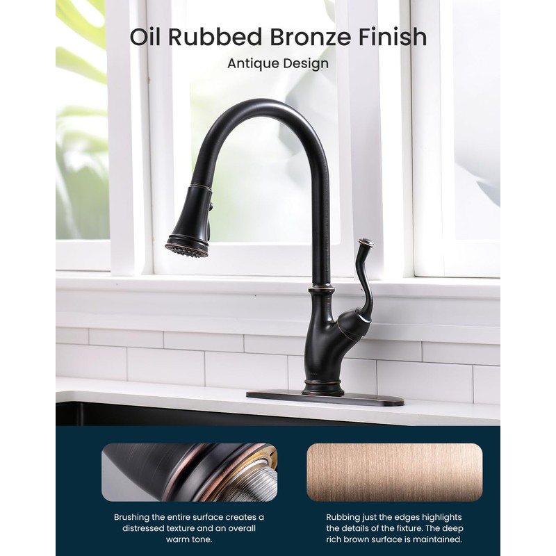 APPASO Oil Rubbed Bronze Kitchen Faucet with Soap Dispenser, Stainless