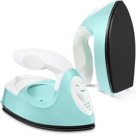 Honoson Mini Craft Iron Mini Heat Press Small Iron 3.93 x 2.36 x 2.76 in Portable Handy Tiny Flatiron with Charging Base Accessory for Fuse Bead Patch DIY Heat Transfer Vinyl(Mint Green)