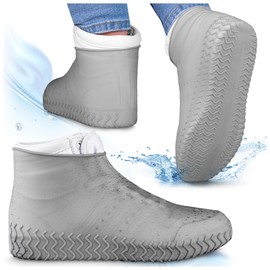 SULPO Waterproof Shoe Covers - Rain Cover Shoes - Rain Covers Shoes - Rain Covers Shoes - Overshoes Waterproof - Reusable Shoe Covers - Rain Cover Bicycle, gray