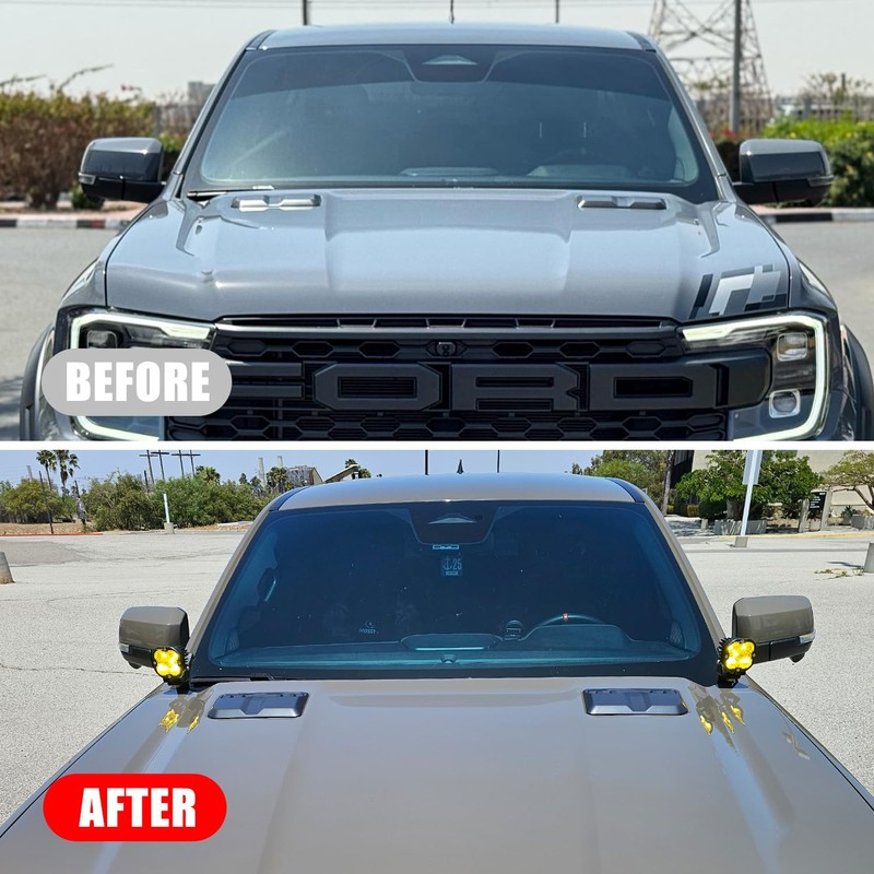 Ditch Light Brackets Hood Hinge Mount Compatible with Ford Ranger