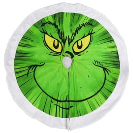 Grinch Tree Skirt Christmas Decoration Light Up Large Grinchmas Treeskirt Green Tree Mat for Xmas Holiday Party Indoor Outdoor 45.6 inches