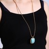 Sheplus Long turquoise square gold necklace, Brass, No Gemstone