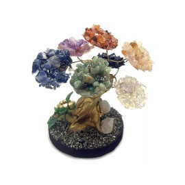 Chakra Tree of Life Chip Stone Table Ornament Feng Shui Luck Natural Art Decor