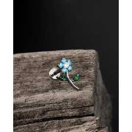 Jewseen Flower Cartilage Earring Flat Back Earrings CZ Cartilage Stud Internal Thread Helix Earrings G23 Titanium Nose Piercing, Titanium