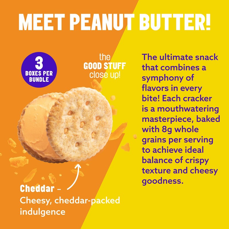 Mavericks Sandwich Crackers Cheddar - Cheese Filled Whole Grain Sandwich