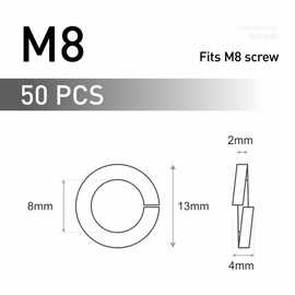 FOMGIIN Pack of 50 Spring Washers M8, DIN 127 Spring Washers Shape B according to Spring Ring Smooth, A4 V4A 304 Stainless Steel Spiral Spring Washers Washers Spring Washer Snap Ring, EN 10088-1.4301