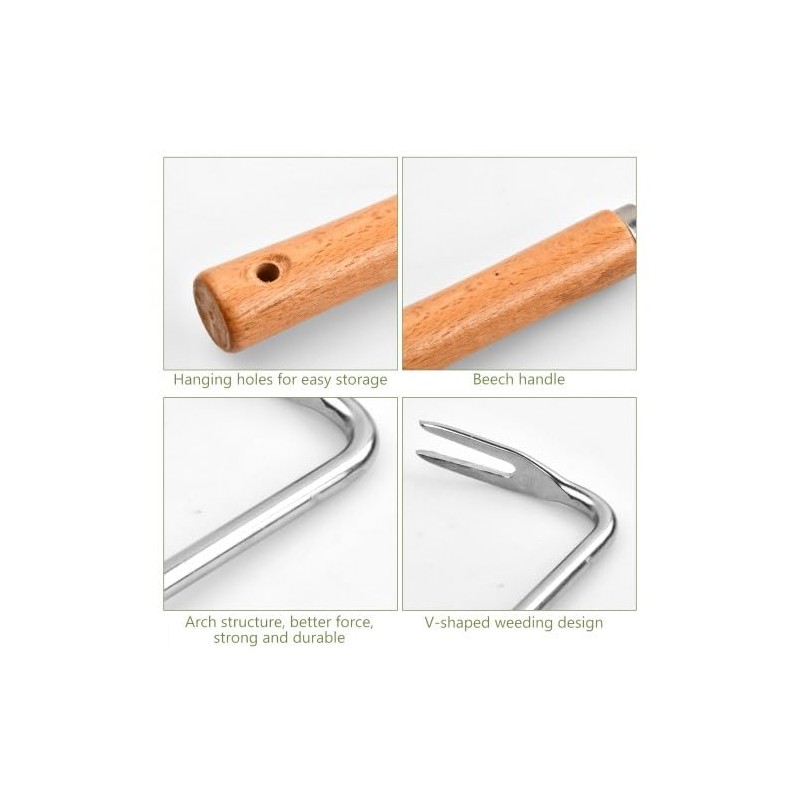 Ehuihuan Weed Cutter Wooden Handle Weed Hoe, Professional Weed Remover