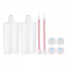 uxcell 2Pcs Epoxy Gun Adhesive Cartridge, Plastic Resin Mixer Dual Glue Cartridge with Mixing Tube for 400ml/13.5oz 1:1 AB Glue Adhesive Gun