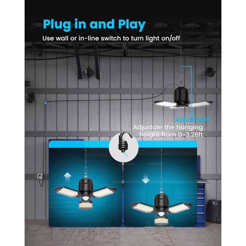 Kryoza Plug-in Motion Sensor Garage Light 2 Pack, 8000LM Motion