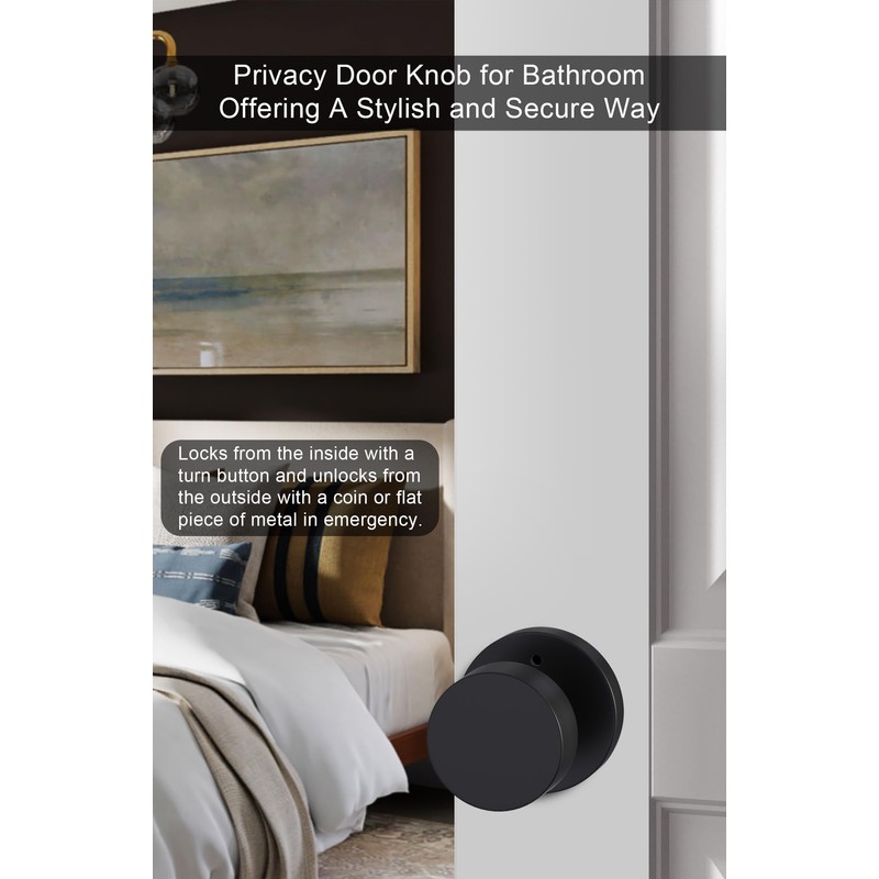 goldenwarm 2 Pack Black Interior Door Knobs, Heavy Duty Matte