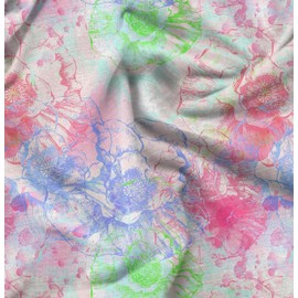 Soimoi Pink Cotton Poplin Fabric Flower Watercolor Print Fabric by metre 42 Inch Wide