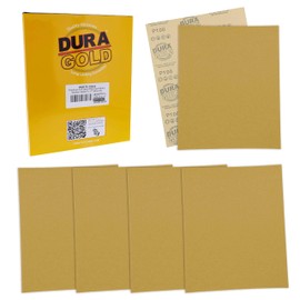 Dura-Gold Premium 9" x 11" Gold Sandpaper Sheets, 100 Grit (Box of 6) - Wood Furniture Woodworking, Automotive Paint, Full-Size Cut to Use on 1/4, 1/3, 1/2 Sheet Finishing Sanders, Hand Sanding Block