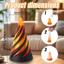 4 PCS Impossible Cone Fidget Toys, 3D Printed Spiral Cone Toy, Impossible Pyramid Passthrough Sculpture Fidget Toys for Kids and Adults, Desktop Decoration for Home Office Desk