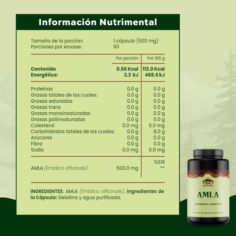 TIBET NATURA - Amla 60 Cápsulas 500 mg c/u -