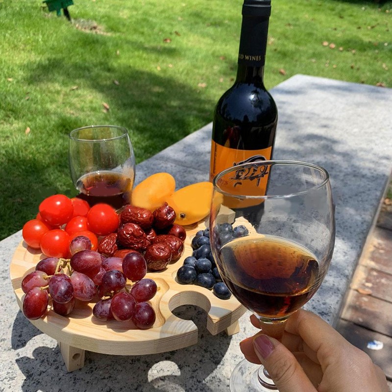 Portable Picnic Table Wooden Folding Table with Glass Stand Easy