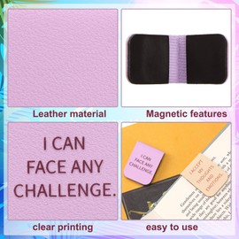 Faccito 6 Pieces Magnetic Leather Bookmark Inspirational Motivational Back to School Bookmark Encouraging Magnetic Page Clip for Affirmations for Book Lovers Positive Women Men School Office Supplies