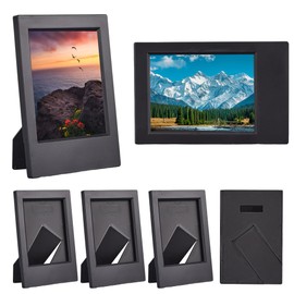 SOFPLATE 6 Pack 2X3 Inch Black Plastic Picture Frame Mini Film Photo Holder Small Rectangle Classical ABS Plastic Stand Holders Picture Frames with Mat Multi Pack for Artwork Anniversary Birthday