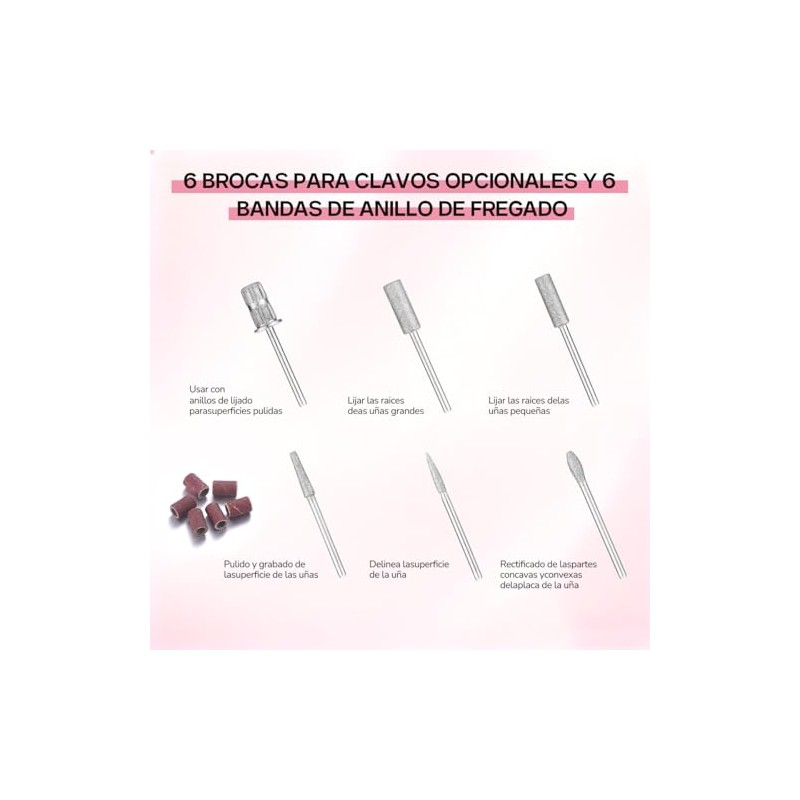 CHERIMOYA Pulidor De Unas Esmeril Drill Profesional 35000RPM,Kit de Taladro