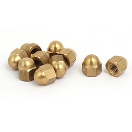 Sourcingmap 10pcs M5 Female Thread Nut DIN1587 Dome Cap Head Hex Brass Tone