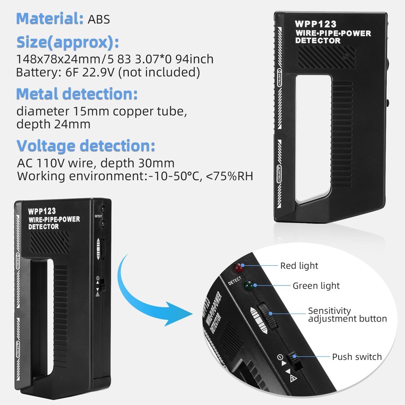 Wpp123 Wire Pipe Power Detector, 3 in 1 Wall Scanner