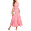 Bbonlinedress Pink Maxi One Shoulder Prom Cocktail Summer Pleated Dress Women Wedding Guest Bridesmaid Formal Long Party Dresses Pink M