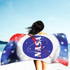Nasa Bath Towel Stars 75 x 150 cm 100% Cotton Velour Quality Beach Towel Bath Towel Sauna Towel America USA Astronaut Space Shuttle Logo Pass. for Bed Linen