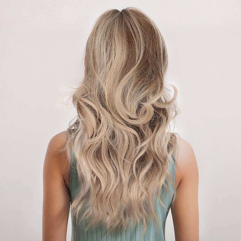 Women Long Wavy Light Blonde Wig Lady Fashionable Cosplay Party
