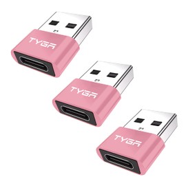 TYGA STORE USB Type C Female to USB Type A Male Adapter 2.0, Sync, Transfer, Charge, Plug & Play (3, Rose Gold)