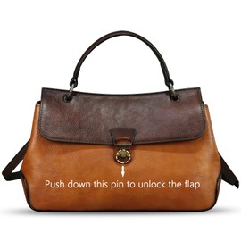 Genuine Leather Handbag Satchel for Women Retro Leather Crossbody Bag Pouch Vintage Ladies Handbag Purse (Brown-CF)