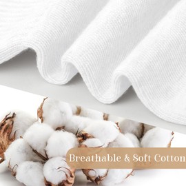 Loritta 5 Pairs Cotton Socks for Women Casual Comfy Crew Sock Stretchy Calf Slouch Boot Socks, G-White