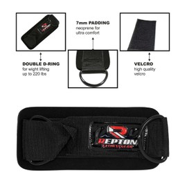 Repton Fitness Gears Adjustable Ankle Straps for Glutes Kickback - Stainless Steel D Ring - Cable Machine Attachments for Leg Extensions and Hip Abductors - Neoprene Support - Unisex Design