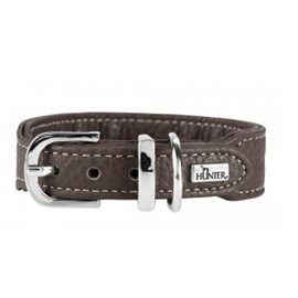 HUNTER Cannes Mini Dog Collar for Small Dogs, Leather, Nappa Leather, Soft, Elegant, Elegant, 32 (XS), Brown