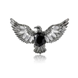 Eagle Brooch Pins for Women, American Bald Eagle Brooch Pin, Cute Eagle Animal Brooch Lapel Pin, Bohemian Flying Eagle Bird Brooches Pins for Women Hat Bag Suit Dress Accessories (Black)
