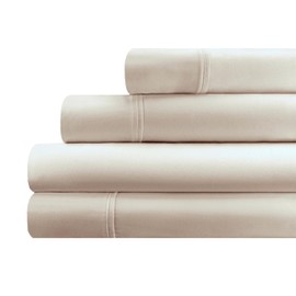 Superior Egyptian Cotton 4 Piece Sheet Set, 700 Thread Count, Eco-Friendly, Sustainable Sheets, Ultra-Soft Basics, Solid, Deep Pocket Fitted Sheet, Flat Sheet, Pillowcases, Ivory, California King
