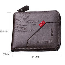 YUEcthynous Wallets for Men, Vintage Wallet for Men, Wallet with Zip, Leather Men Wallet with ID Window and Multi Card Slots, Small Men's Leather Wallet (Coffee), coffee, M, Retro