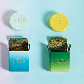 Organic Exfoliating Bars of Soap, Natural Ingredients, Assorted Scents, Icelandic Kelp & Moss, Set of 2, 4.3 oz. Each