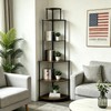 FredCache 6 Tier Corner Shelf Stand, Corner Bookshelf, Wood Storage