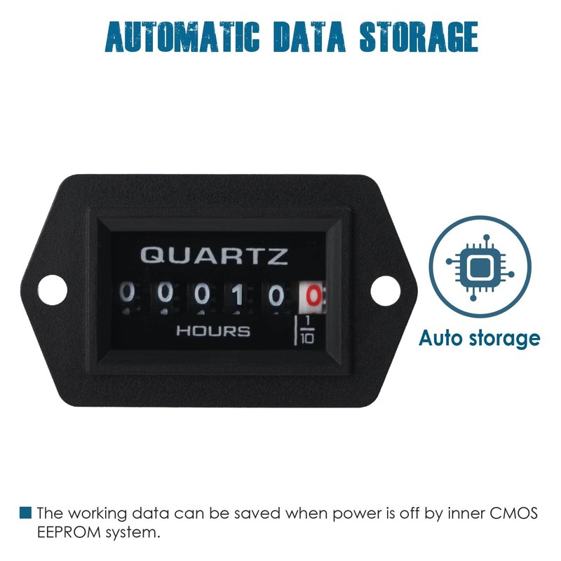 Runleader Mechanical Hour Meter for Maintenance, AC/DC 8V to 80V
