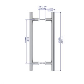 JUBEST 16" Push Pull Door Handle Stainless Steel,Double Sided H Shape Sliding Door Handle, Heavy Duty Swing Door Handle