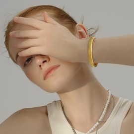 GOLDCHIC JEWELRY Women's Gold Stretch Band Bracelet, High Polished Stainelss Steel Flexible Bangle Bracelets